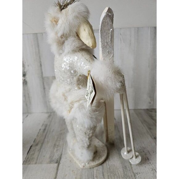 Bethany Lowe skier skiing wreath bunny Xmas glitter home decor - Picture 6 of 9
